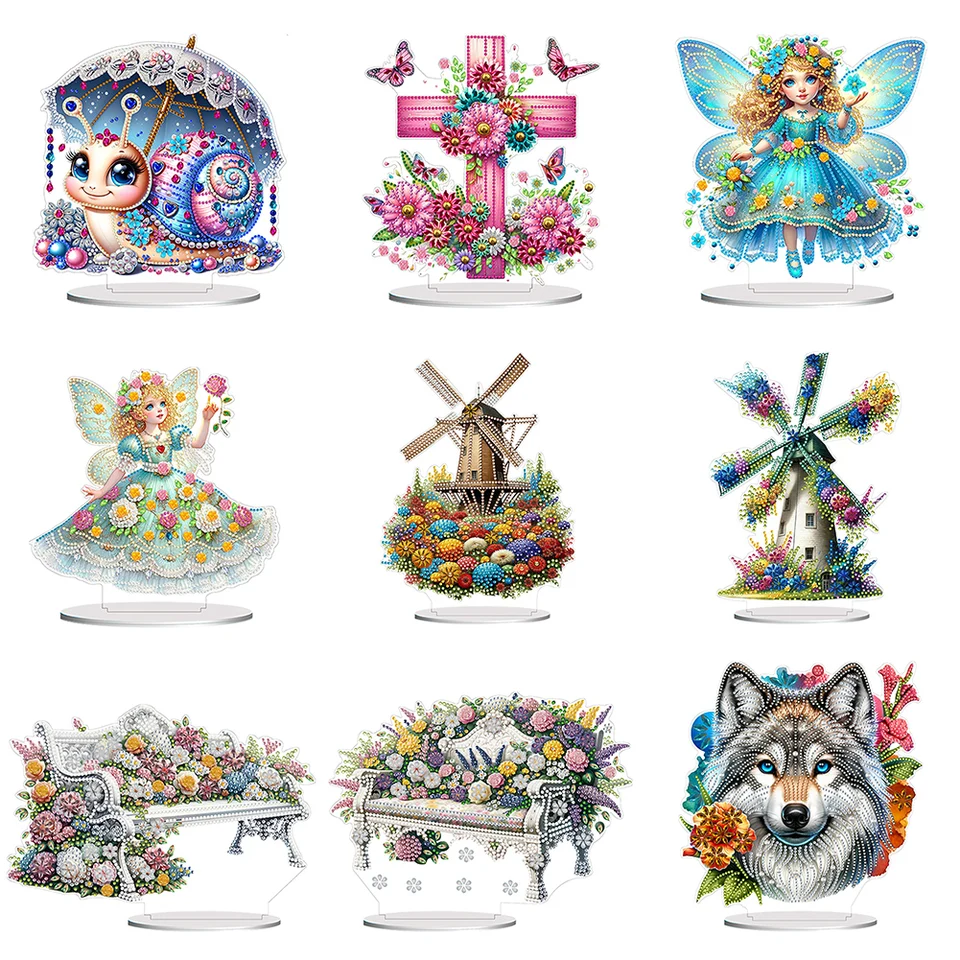 PVC Round Special Snail Cross Cross Wine Windmill Lavica vlk Diamand maľba stolové ozdoby súprava súprava stolová dekorácia