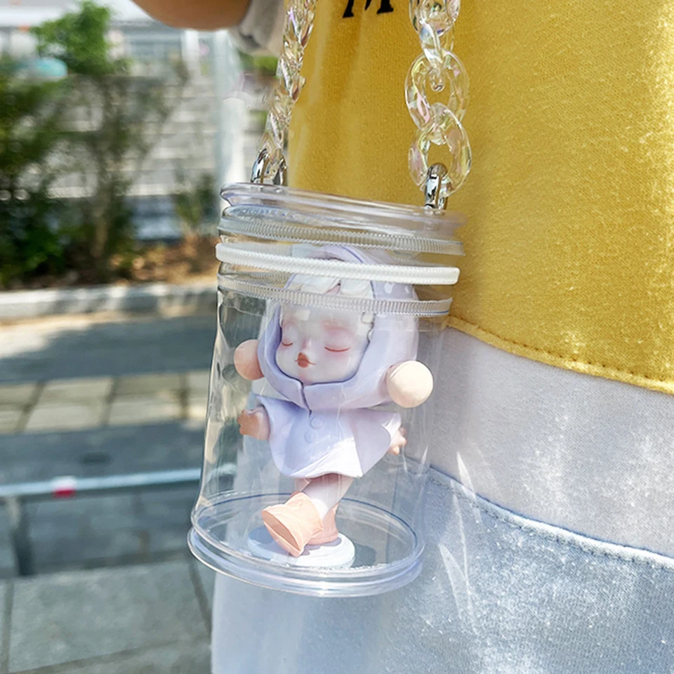 PVC Storage Doll BAG Keychain Prach odolný v tajomstve tajomstvo tašku prívesok s priehľadným vreckom Mini vrecko Zhruba priehľadná PVC peňaženka