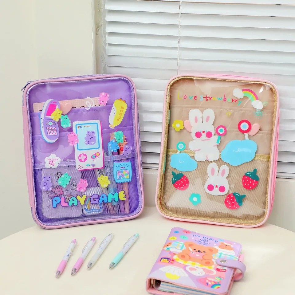 PVC Transparent Cartoon Bear Tablet Taška vhodná pre 11 palcov 10,5 palca iPad Dievčatá Tablet Storage Bag Ochranný kryt