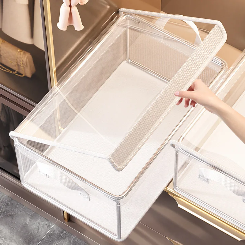 PVC Transparent Storage Basket pre odevy Storage Storage Box z nehrdzavejúce