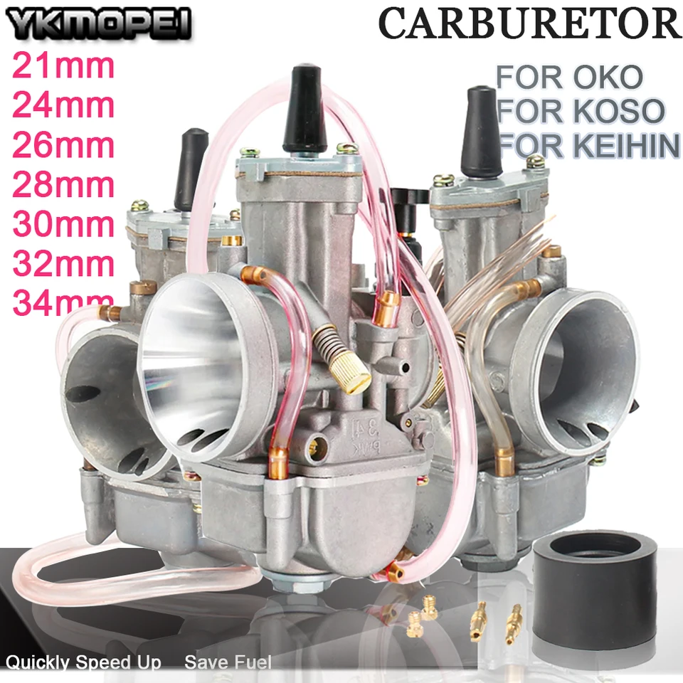 PWK 21 24 26 28 28 30 32 34 mm s výkonovým prúdom pre Oko 2T 4T Motorcycle Carburetor Carb pre špinavé bicykle Pit Pit Bike Scooter ATV Quad UTV