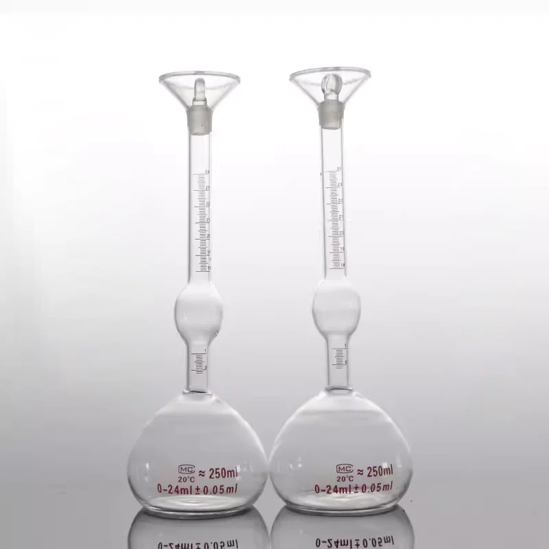 Pycnometer cementovej hustoty Spevný minerálny minerálny prášok 250 ml v mierke tuhé experimentálne pycnometer Vysoké borosilikátové sklo