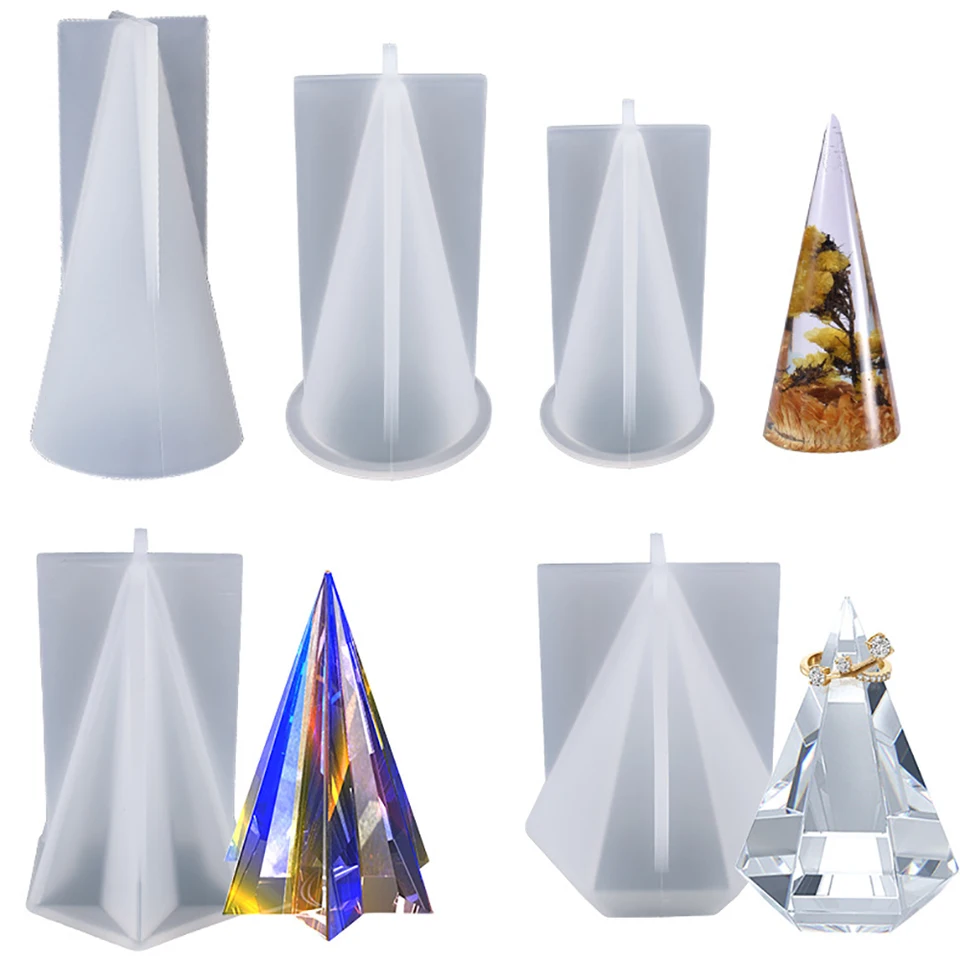 Pyramídový geometrický prsteň kužeľový kužeľ Silikónový trojuholník Trojuholník krištáľový DIY prsteň šperky stojan na šperky šperky remeslá výroby živice Epoxidová forma