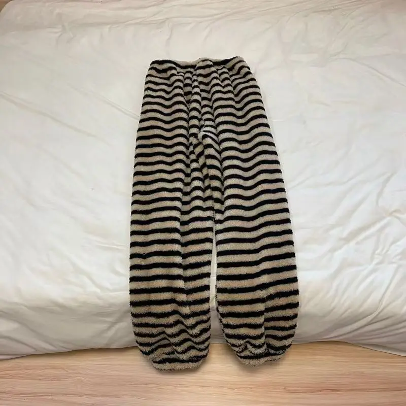 Pyžamové nohavice Žena Flanel Cotton Jeseň a zimné kefované kockované dlhé nohavice Teplé domovské nohavice Žena