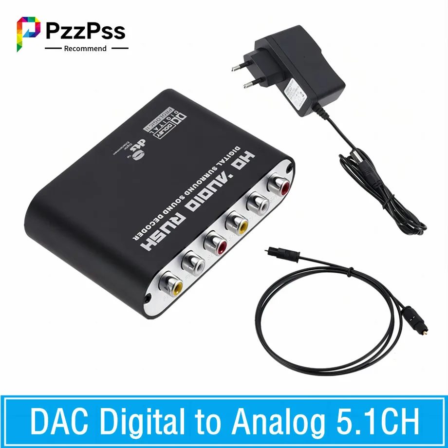 PZZPSS AC3 Audio Digital to Analog 5.1 kanála Stereo DAC Converter Optický spdif koaxiálny aux 3,5 mm až 6 RCA dekodérový zosilňovač