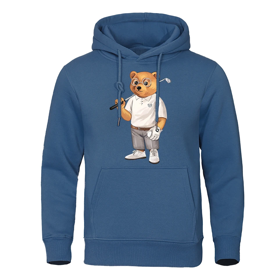 Pán Bear s klubom v pouličnom oblečení pánske hip hopové voľné mikiny teplé posádky Hoody Crewneck Pullover Streetwear Man