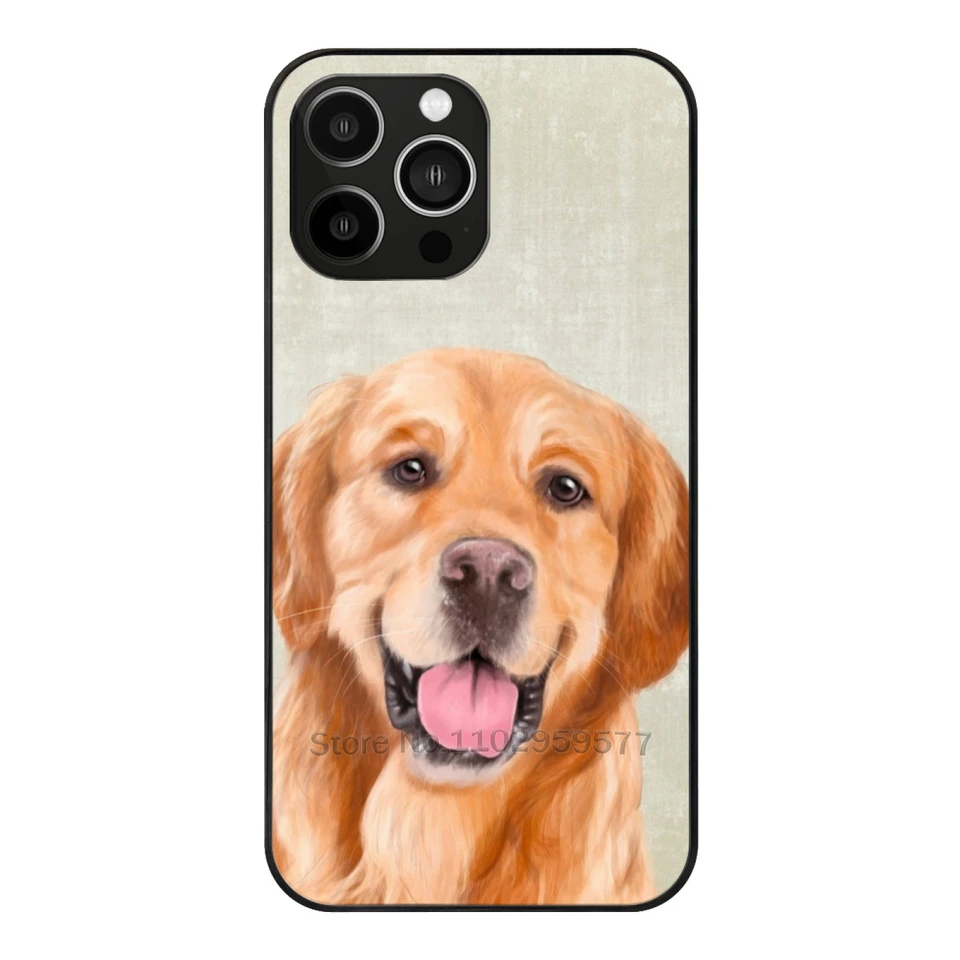 Pán Golden Retriever Puzdro Pase Templed Glass Soft Edge puzdro pre iPhone 15 14 12 11 11 x 6s 7 8 5s Cover psom Pet zlatý