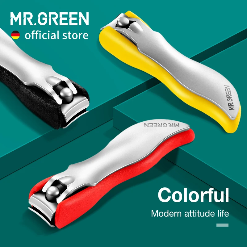 Pán Green Farebné strihanie nechtov Anti Splash Fingernail Cutter Resamable Design Design Manipure Tools Tools