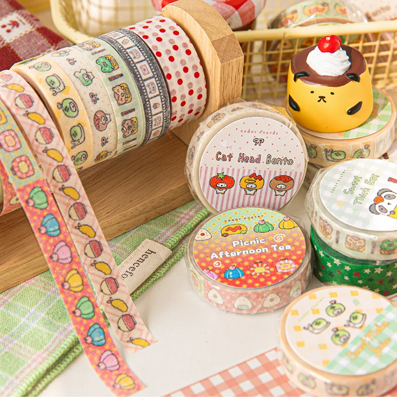 Pán Paper, 200 cm/roll, Animal Restaurant Mini Pattern Sticker Tape, Scrapbook Diary Collage Base Dekorative nálepka