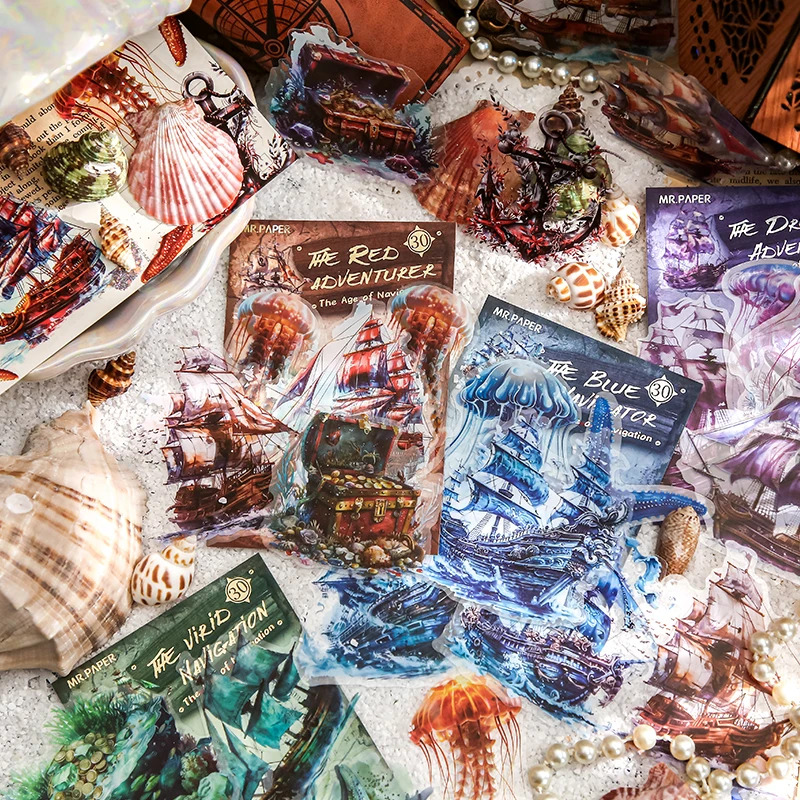Pán Paper 4 Style 30 PCS/Pack PVC Texture Sticker Vintage Fantasy Style pod vodou svetové nálepky DIY Handbook Dekorácie