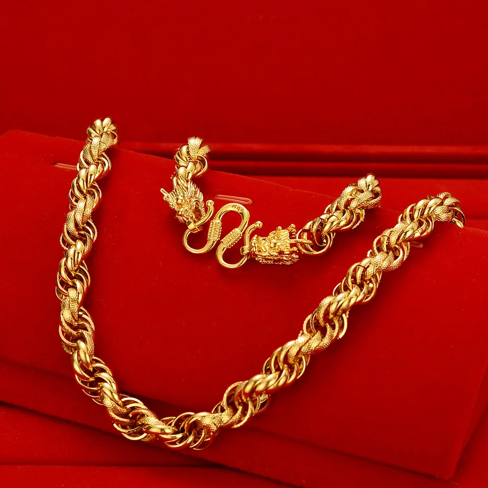Pánska dominancia 18 K zlatého náhrdelníka Twist Faucet náhrdelník Au750 hrubá reťazca Doprava zdarma a certifikát