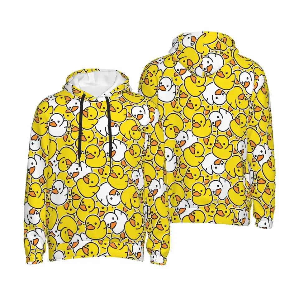 Pánska dámska karikatúra malá žltá kačica s kapucňou s kapucňou natáčanie mikiny pullover mikiny s dlhým rukávom tričko s dlhým rukávom
