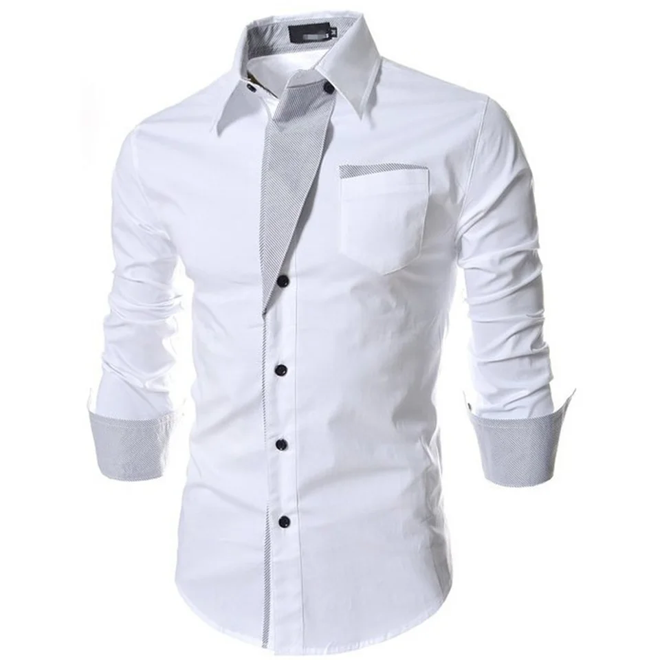 Pánska farebná slaba štíhle košele Slim Fit s dlhým rukávom Tirls Least Tirls for Working Business Outfit