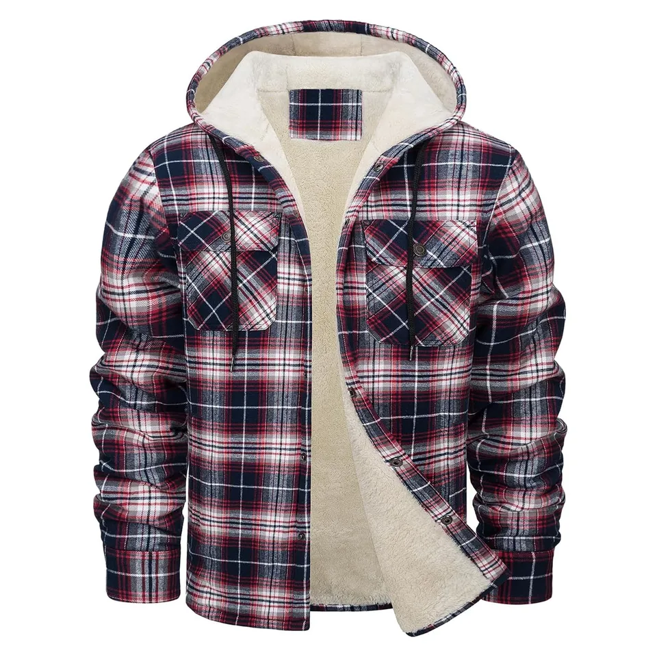 Pánska flanelová košeľová bunda Classic s dlhým rukávom Plaid Cour Winter Streetwear vyhrievané studené priekopa Men Obliekanie 2024