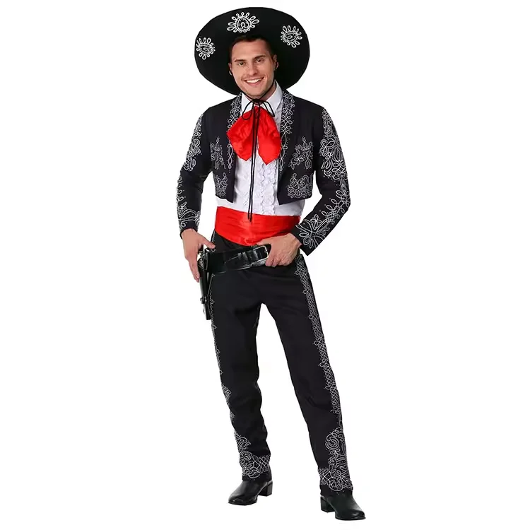 Pánska Halloween Americká západná hrdinská postava Mexický kostým Cospaly