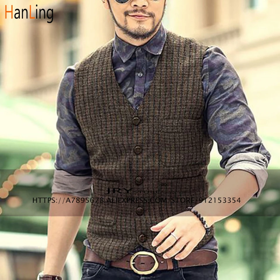 Pánska Houndstooth vesta Príležitostné pánske vesty Muž Gilet Elegant Muž obleky mužov pánske vesty obleky