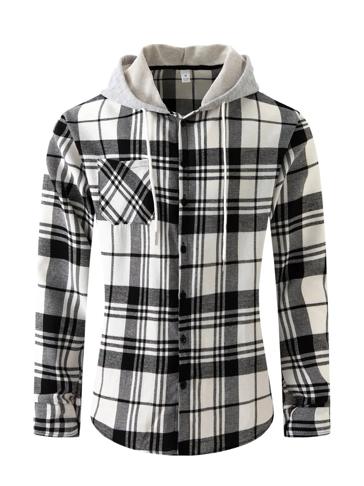 Pánska jar a jeseň Nový flanel Plaid Plaid Street Príležitostná košeľa s dlhým rukávom Móda vysoko kvalitná pánska košeľa Veľká veľkosť