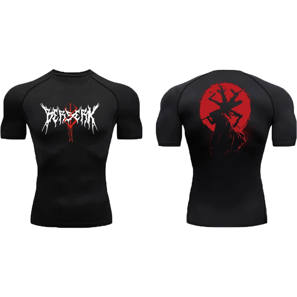 Pánska kompresná košeľa anime tlačová telocvičňa Šport rýchle suché telocvične Trhirky Fitness Atletic Undershirts Elasticity Tops TEE Summer Muž