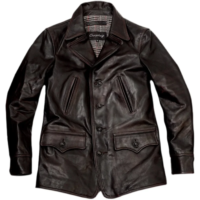 Pánska kožená bunda na koni Motocykle Motocykle Vojenskí jazdci Cast Cast Windproof Autumn Wintage Vintage Clothes 2022