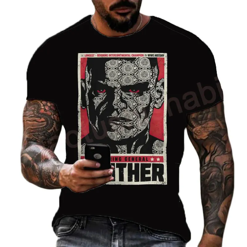 Pánska letná 3D tlač Slávne zápasové súťaž Gunther Series Tričko Detská ulica Veľký okrúhly krk Šport Top