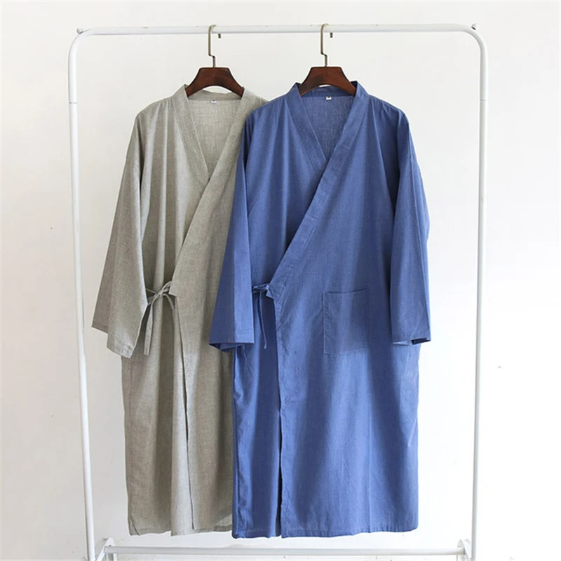 Pánska nočná košeľa bavlna a ľan Nová jarná a letná jeseň japonská kimono nočná košeľa Domáce kúpeľ