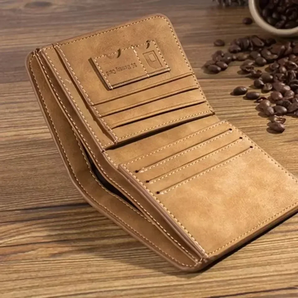 Pánska peňaženka Koža Billfold Slim Hipster Cowhide Držitelia kreditnej karty/ID Držitelia vložiek mince peňaženky luxusné obchodné skladacie peňaženky