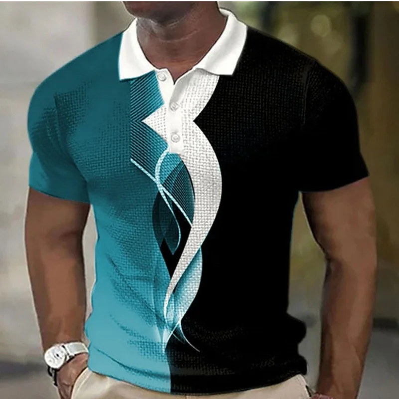 Pánska pólová košeľa 3D tlač letné letné príležitostné krátke rukávy Tops Tops Tops Simple Men Obliekanie nadmerne veľkú mikinu blúzku senior