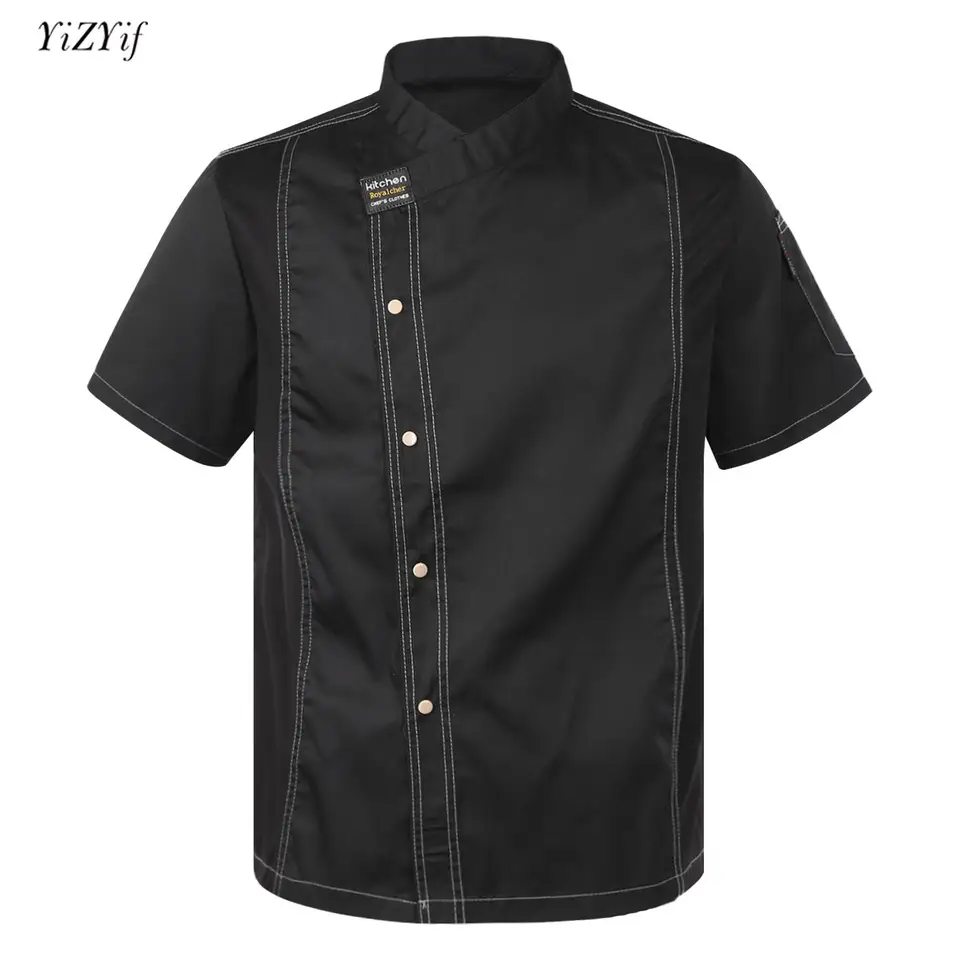 Pánska reštaurácia kuchynská uniforma košeľa Coat Coat Krátke/dlhé rukávy Cook Cook Coat Coen Cake Shop Cafe Chef Work Costume