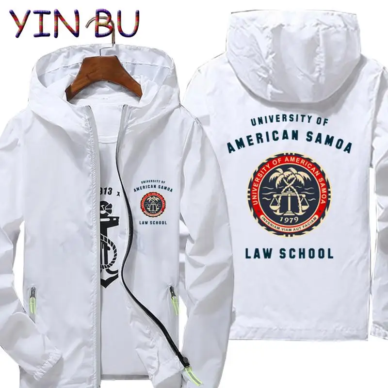 Pánska univerzita American Samoa Law School Logo Better Call Saul T košele tenké reflexné bundy Windbreaker Coats plus veľkosť