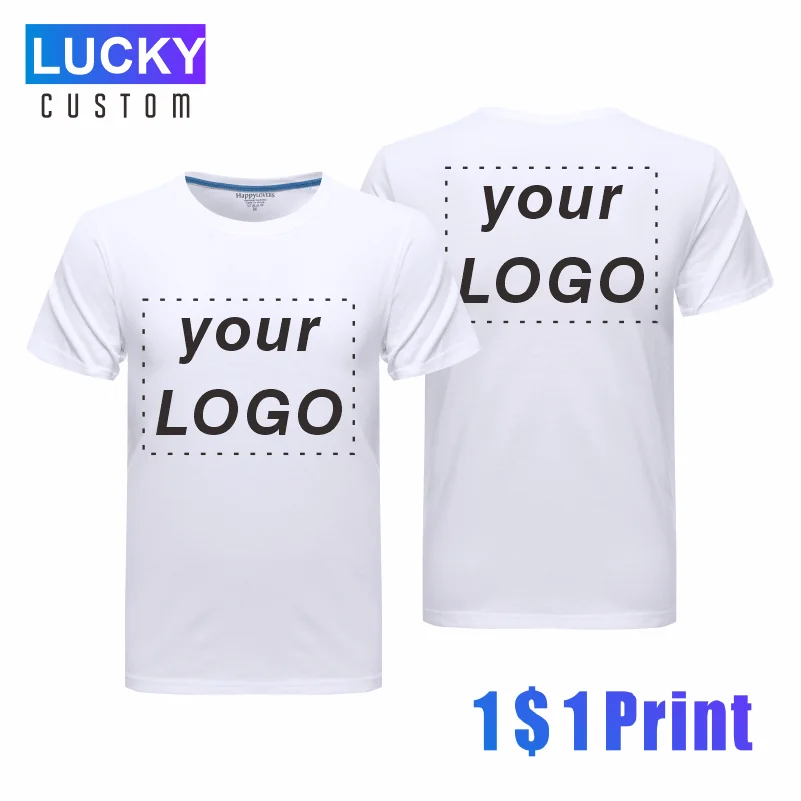 Pánske 100% bavlnené posádky tričko na vlastné vyšívané vyšívané logo Sports Fitness krátke rukávy Topy Bežné košeľa 4xl