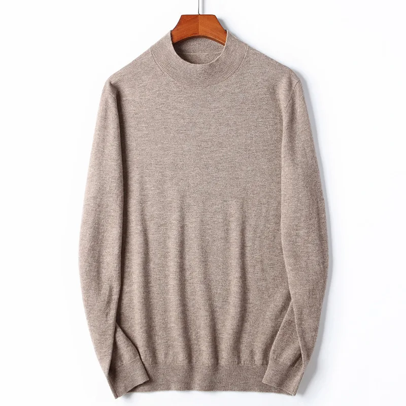 Pánske 100% merino vlnené sveter zimné príležitostné o krk s dlhým rukávom Módny pletený sveter pullover tepelný skokan mužov sveter