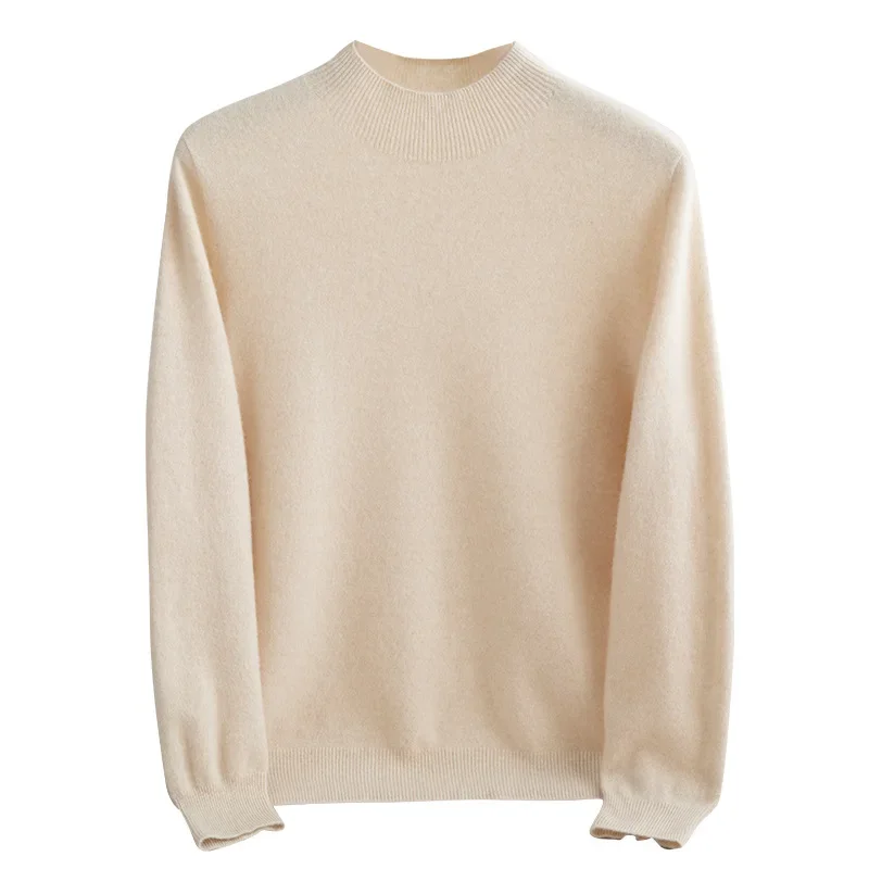 Pánske 100% čisté merino vlnené sveter zimné príležitostné polovičné rolák s dlhým rukávom Módne pletený sveter pullover Thermal Jumper