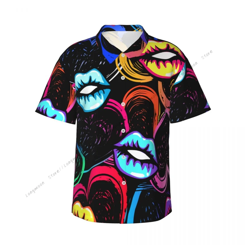 Pánske abstraktné abstraktné bozky a srdcia Pop Art Pop Art Tirlk Casy Beach oblečenie osobnosti Topy