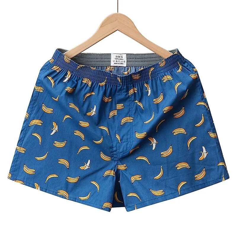 Pánske boxerové šortky muži Underwear 100% bavlna voľný krátky domáci opotrebovanie pohodlného boxera krátke tlačené mužské spodné prádlo Boxerpure