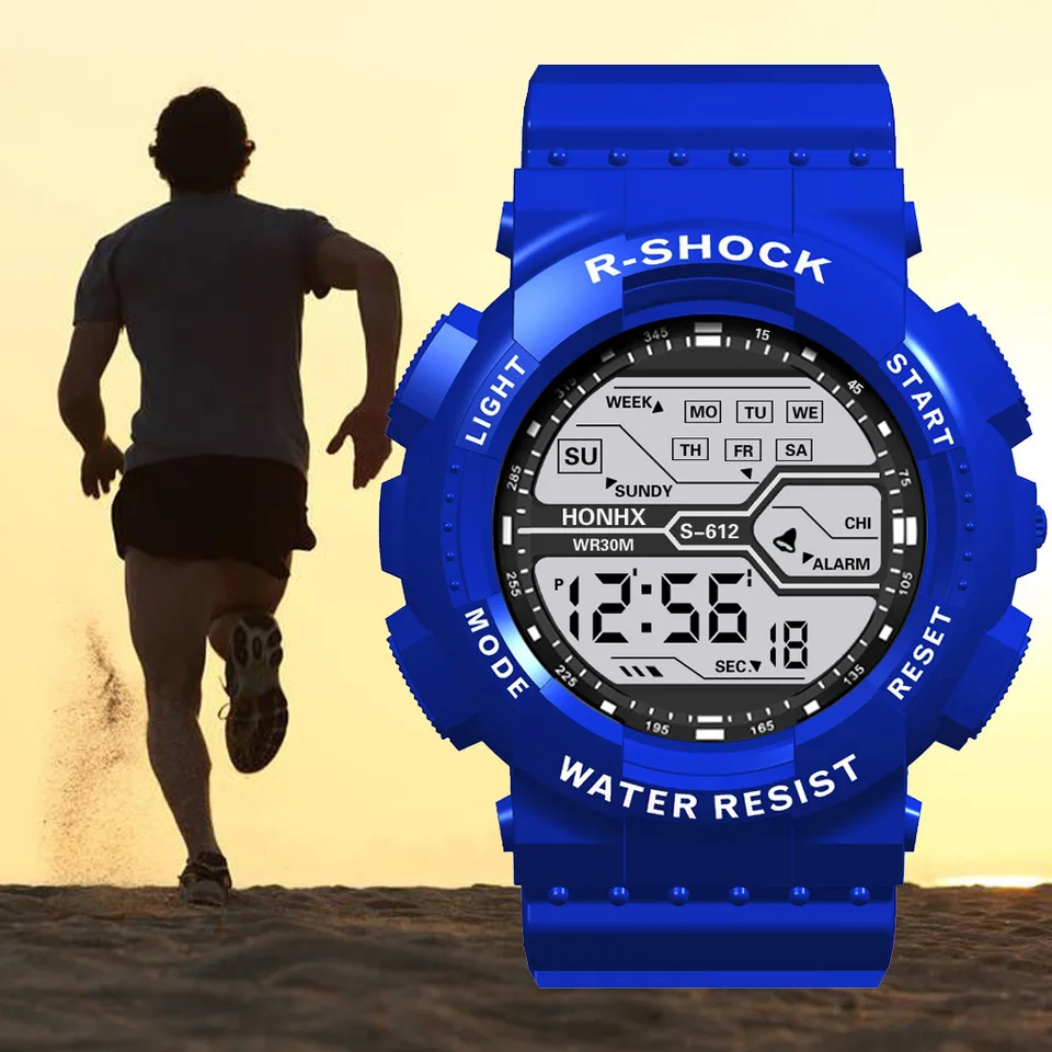 Pánske digitálne elektronické hodinky Sports Glow 55 mm veľké vytáčanie hodinky Študent Outdoor Adventure Trend Multifunkčné hodinky hodiny