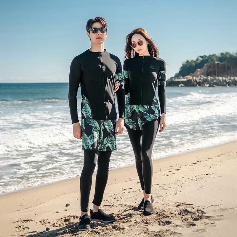 Pánske dámske 3-5ks/set s dlhým rukávom UV Slnko ochrana vyrážok Zips Up Tirk a pančucháče bikini neopretia Plaviek+spodky+spodky