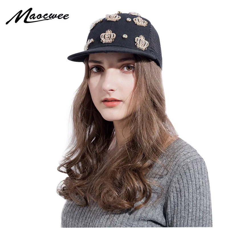 Pánske dámske klobúky Snapback Hat King Crown Baseball Caps nastaviteľné hip hopové klobúky čierne letné vrcholné kamienky kamienok krištáľové slnečné kosti kosti