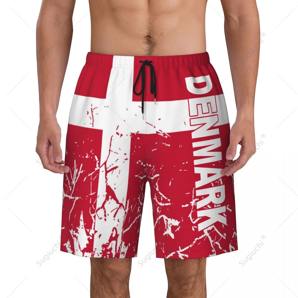 Pánske dánske vlajkové plážové nohavice Panty Shorts Surfing Boys Futbalové cyklistické plavky Running Polyester