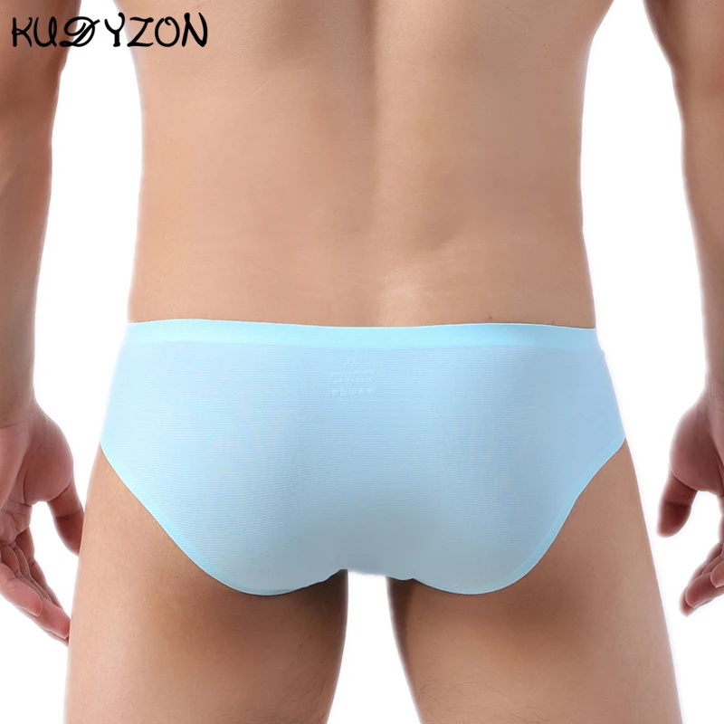 Pánske elastické plynulé nohavičky Underwear muži ultra tenké priedušné nohavičky Cueca Rib Truse Bikini Bliginy Muž spodnú bielizeň