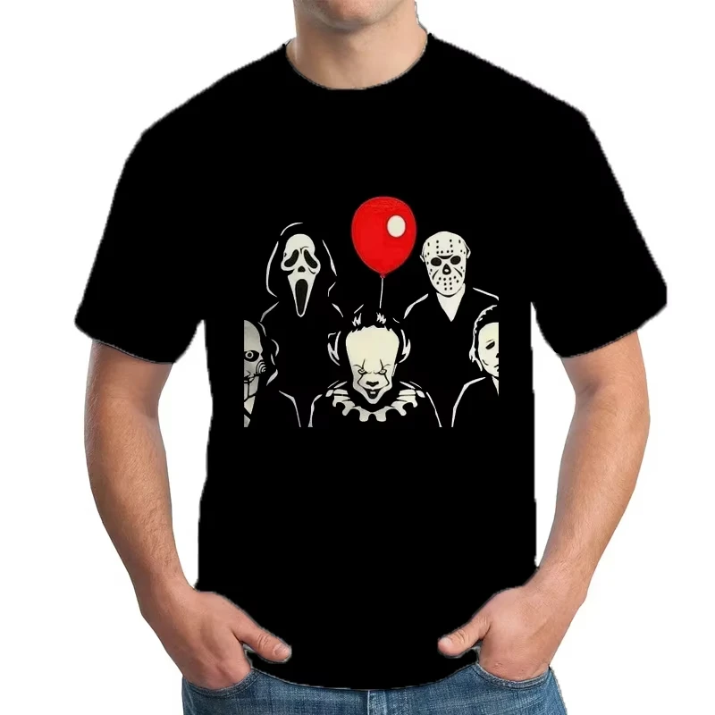 Pánske halloweenské tričko Trend Trend Gioth Streewear Man Hip Hop Tops Clown Grafické tričká