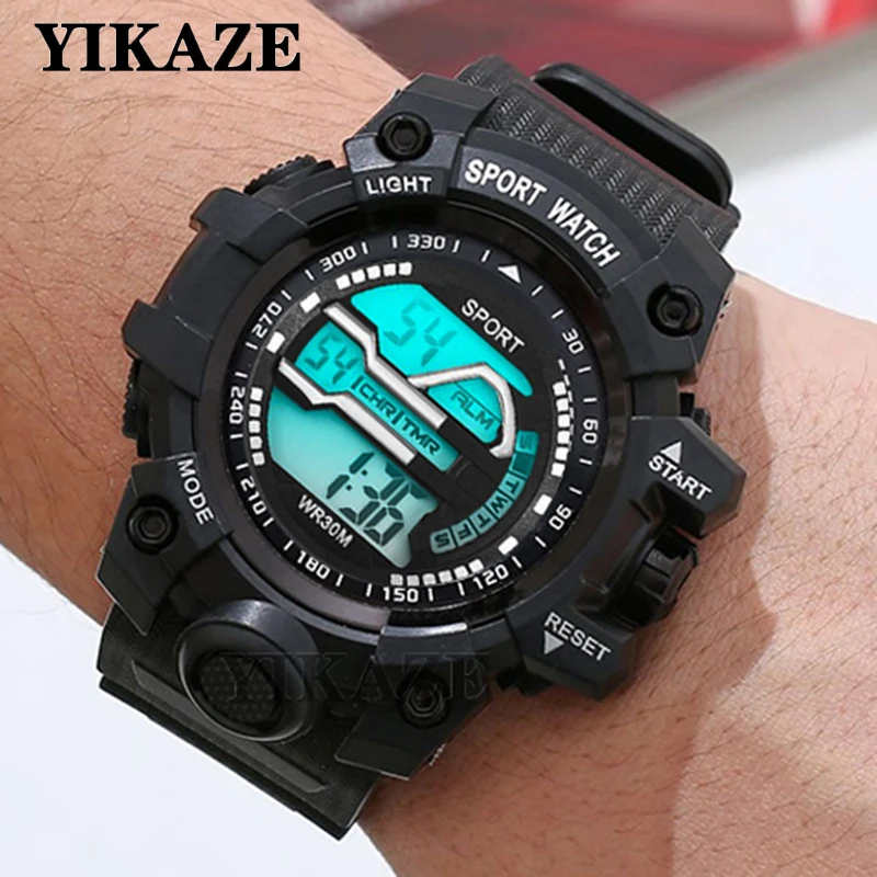 Pánske hodinky Alarm hodinky Škola digitálny šport Muži sledujú gumové inteligentné dátum Sport Watch Witerprood Luminous Electronic Clock