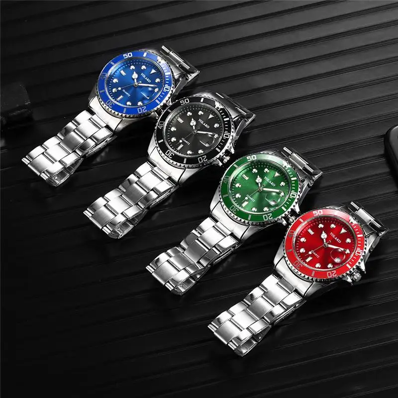 Pánske hodinky Luxusné Quartz Watch Business Watch Blue Dial Date Dáte Men z nehrdzavejúcej ocele módna módna zápästie Watch Watch Clock