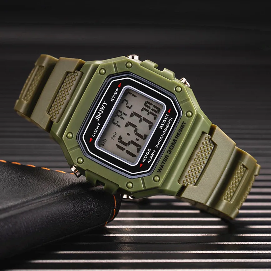 Pánske hodinky pre módne športy LED jednoduché malé štvorcové digitálne zápästie Watches Witerplood Silikone Army Electronic Clock reloj hombre