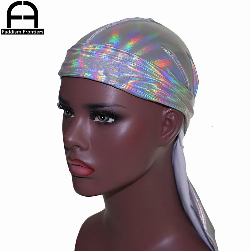 Pánske iskrivé farebné Durags Turban Bandanas Headwar Silky inside Men Durag Wave Caps