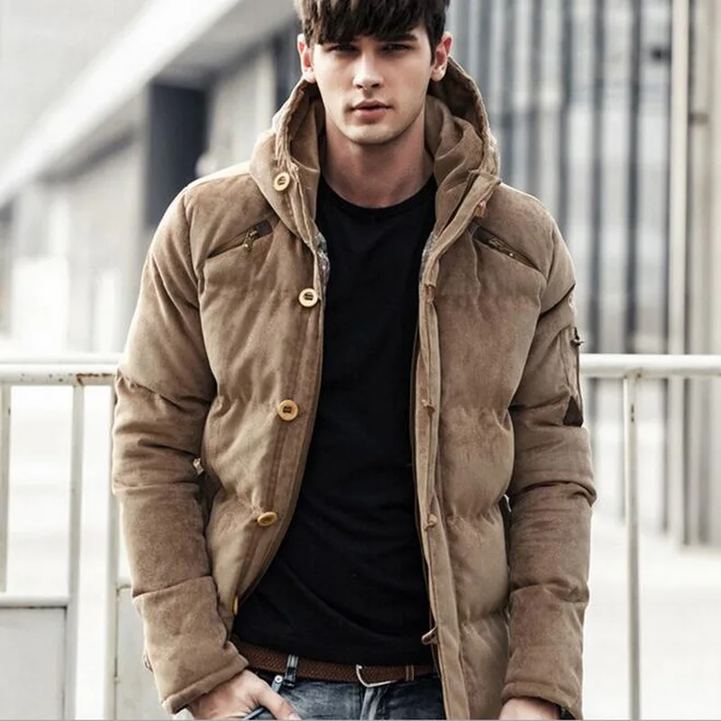 Pánske kabáty parky corduroy hustá kapucňa mužská bunda masívna zimná zimná mužská bunda značka bavlnená kabát Corduroy Polked