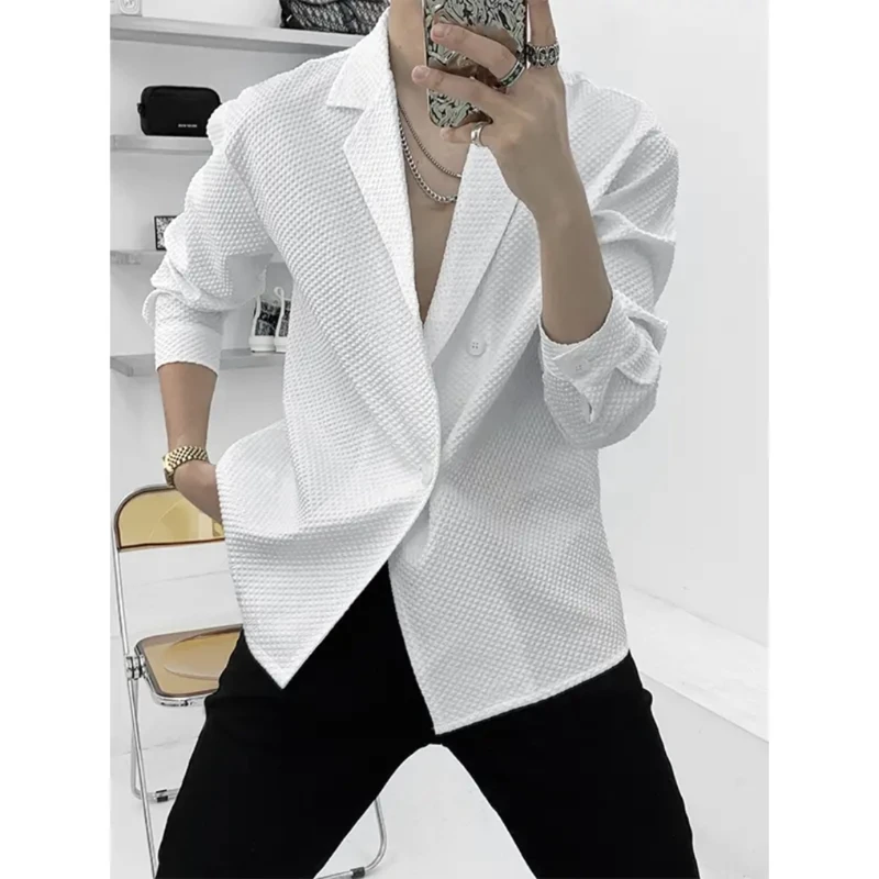 Pánske košele s dlhým rukávom Pevné farebné košele Loose Street Wear Business Blouses Office Nové kvalitné oblečenie veľkej veľkosti E187