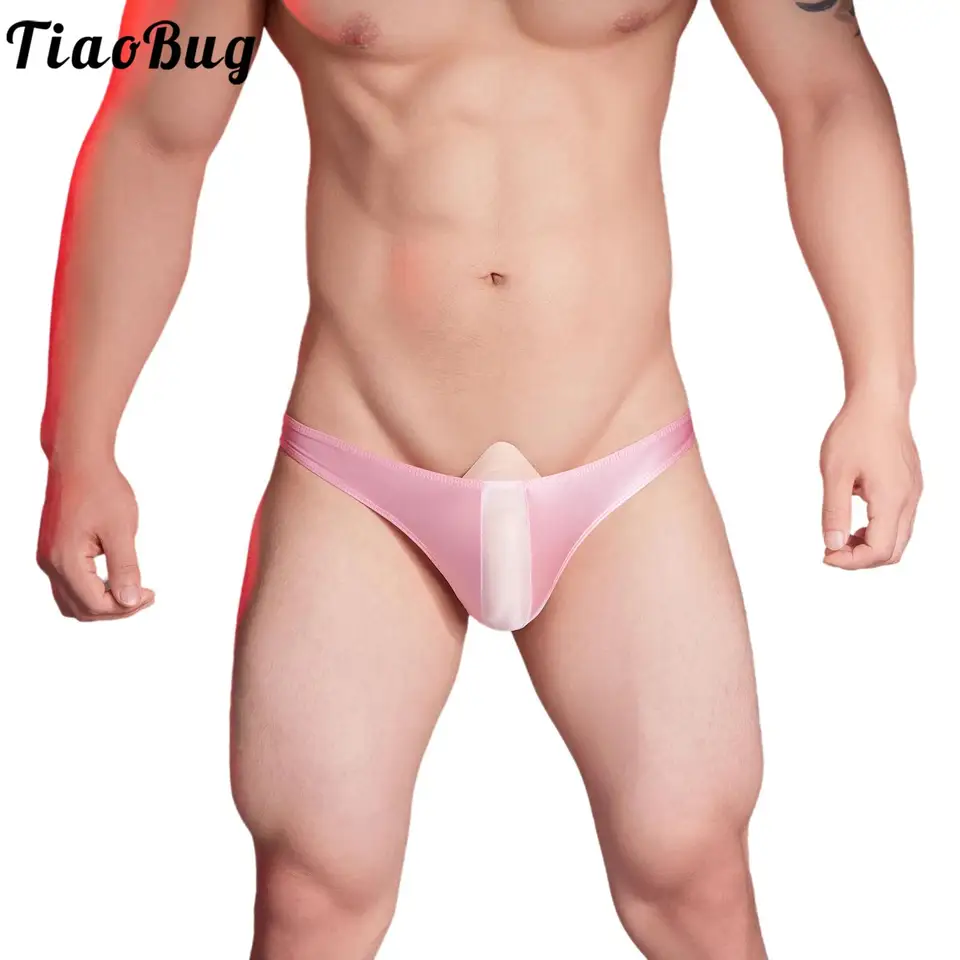 Pánske lesklé hladké nohavičky Sexy vyduté vrecko spodky elastické nízky pás tesné spodné prádlo homosexuálov Sissy erotické nohavičky Clubwear