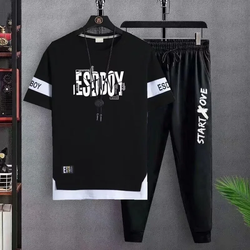 Pánske letné scéna Horúce tričká Panty Set Casual Fitness Jogger nohavice letné telocvičň