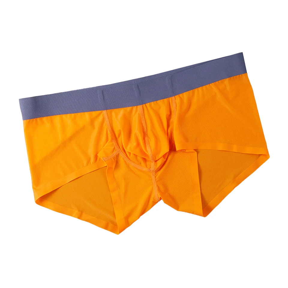 Pánske mäkké vydutie vrecka Underwear Thin Sheer Boxer Blifs Priedušné kmene Šortky Vidieť cez spodné nohavičky