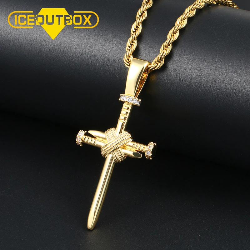 Pánske módne doplnky nechty Kríž prívesok AAA Cubic zirkon lana retiazka Punk náhrdelníky Hip Hop Rock Street Jewnery vianočné darčeky
